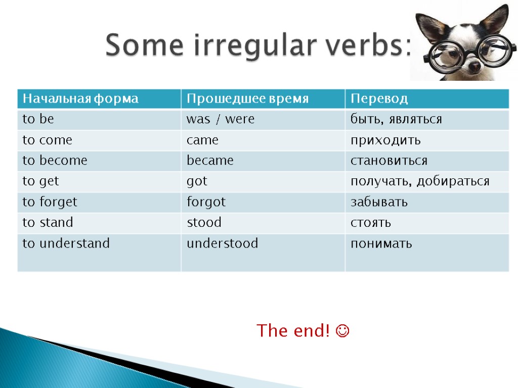 Some irregular verbs: The end! 